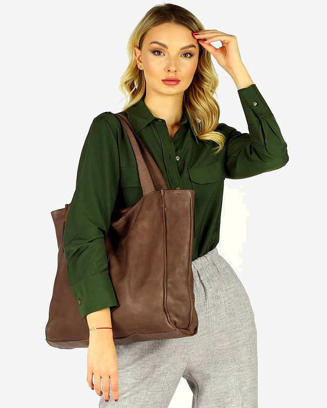 MARCO MAZZINI Torebka miejski shopper bag skóra naturalna handmade brąz