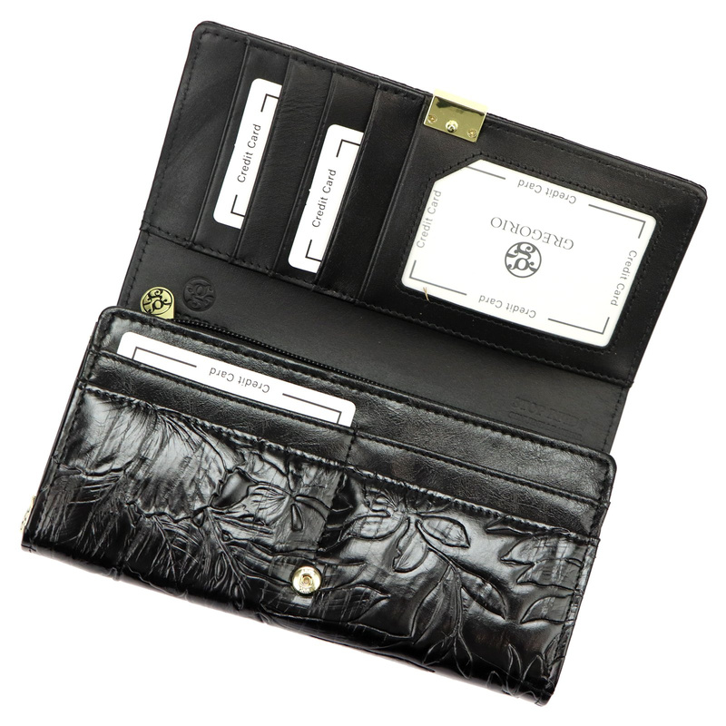 Duży Damski portfel z motywem roślinnym Gregorio