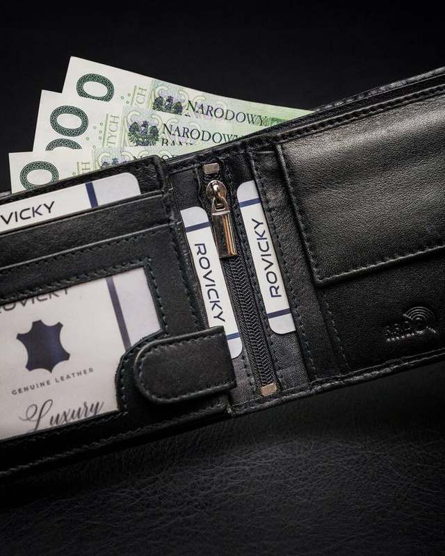 Skórzany męski portfel Rovicky N992-VT-R8 RFID