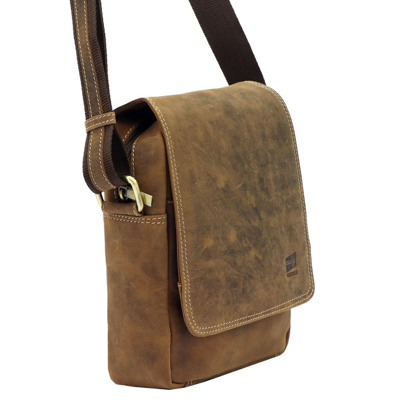 Nordee saszetka męska skóra naturalna torba miejska na ramię z kieszeniami