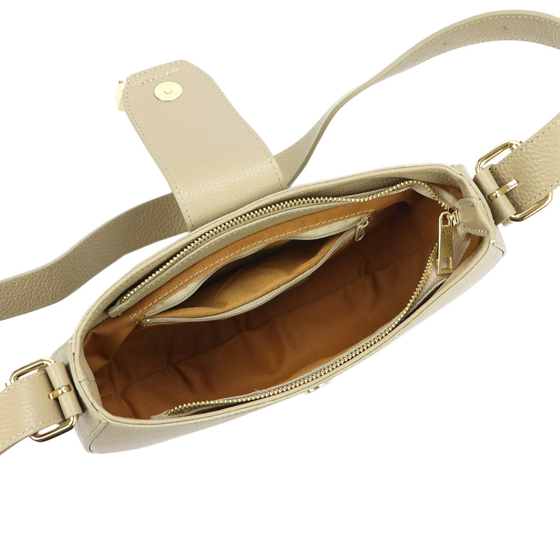 Vera Pelle damska listonoszka z kieszenią torebka na ramię skóra naturalna