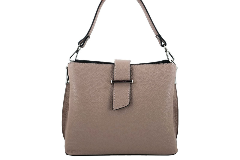 Modny kuferek skórzany damski włoski- Czarny