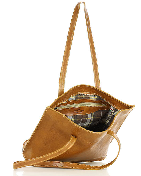 Torebka damska shopper uszlachetniona skóra włoska - MARCO MAZZINI camel