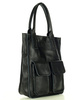 Torebka skórzany shopper bag z kieszeniami - MARCO MAZZINI Ravenna czarny