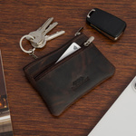 Skórzane etui na klucze duże kluczówka skóra nubuk z łańcuszkiem brązowe Beltimore P92