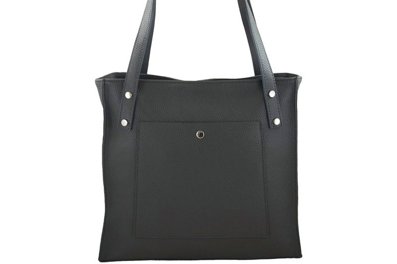 Torebka skórzana na ramię damska - Szara ciemna