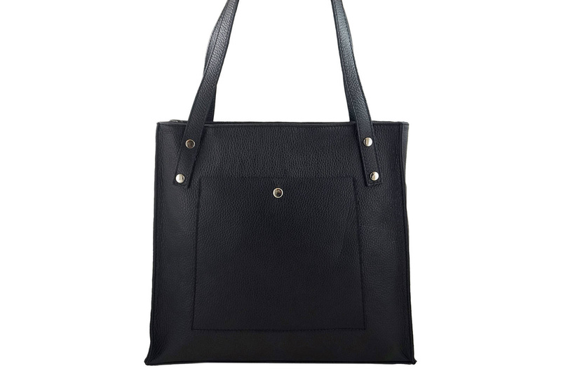 Torebka skórzana na ramię damska - Czarna