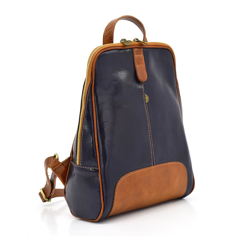 Florence Miejski Damski plecak skóra naturalna z kieszeniami na suwak