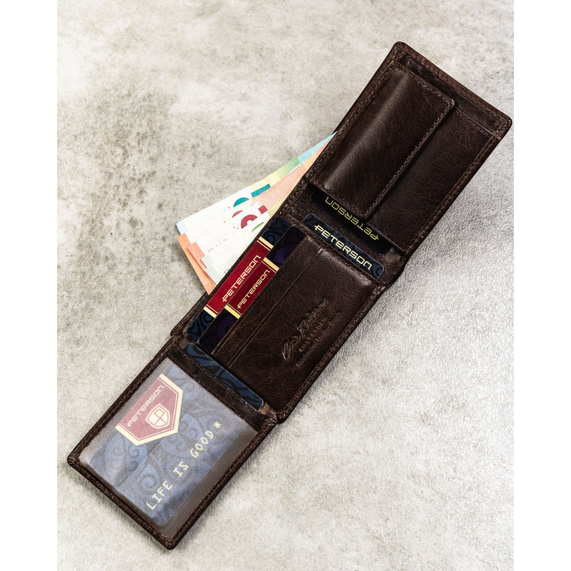 Skórzany męski portfel Peterson PTN RM-22-BUF