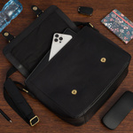 Torba męska skórzana na laptopa ramię komputer duża czarna Beltimore N16