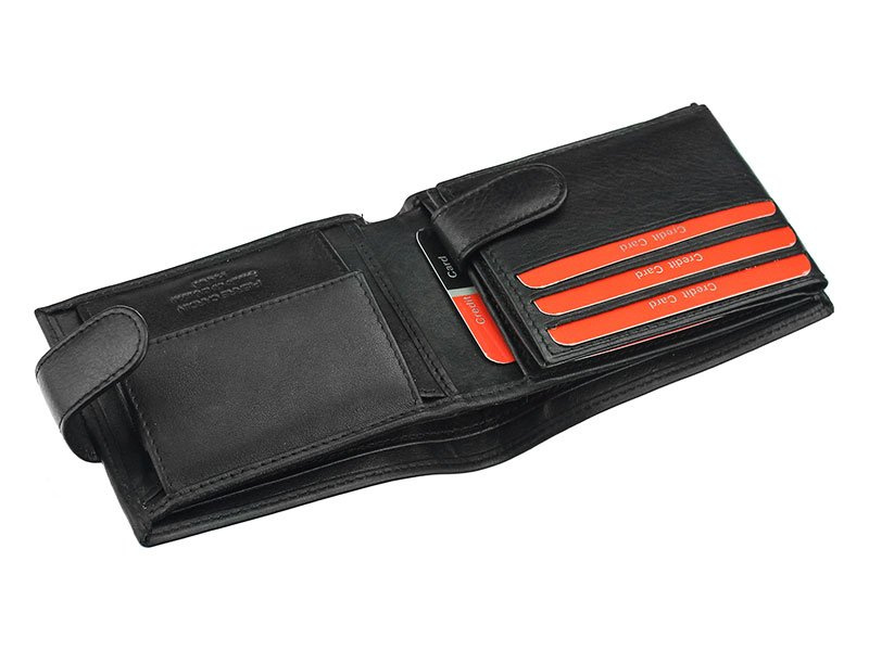 Rozbudowany pojemny zapinany Skórzany męski portfel Pierre Cardin z RFID