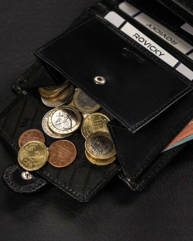 Duży Skórzany portfel męski system RFID Rovicky