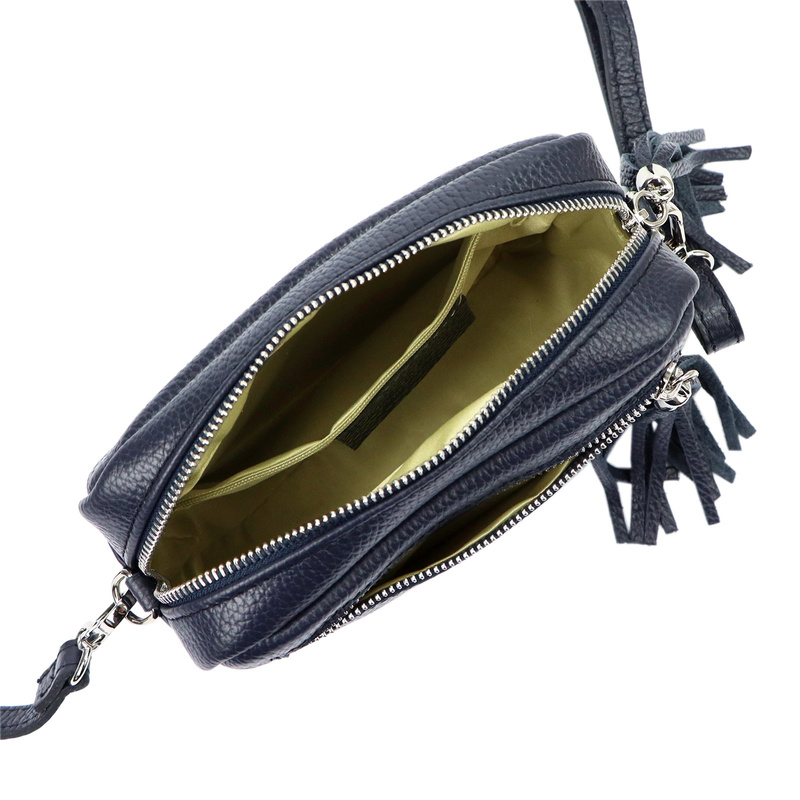 Damska listonoszka torebka Skórzana z brelokiem frędzlem i kieszeniami Luka