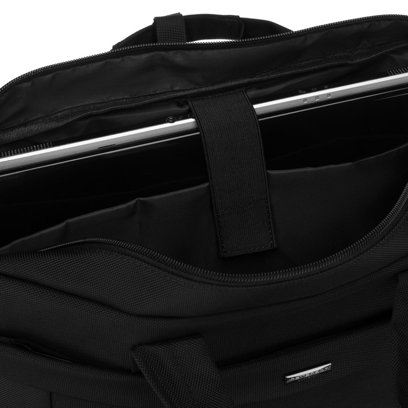 Męska torba na laptopa z wytrzymałej cordury w czarnym kolorze, zamykana suwakiem - Peterson