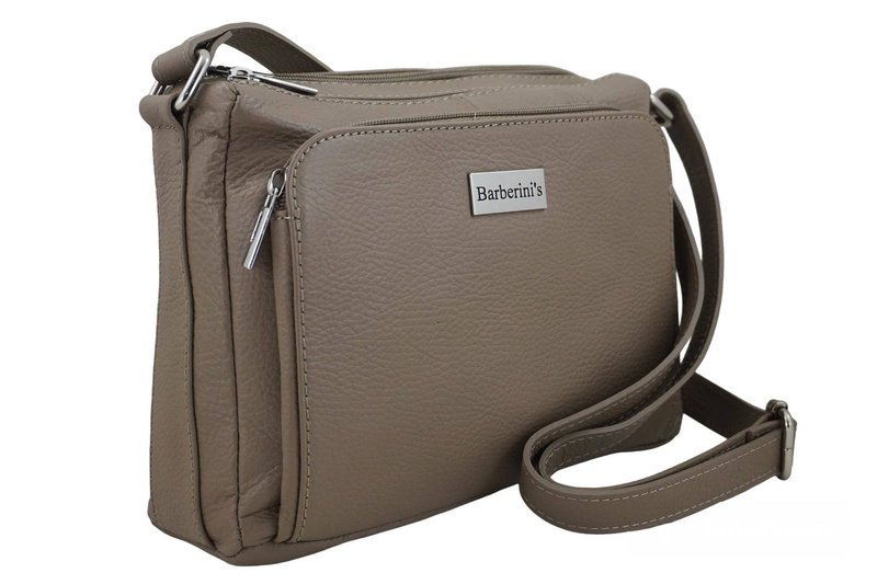 Listonoszka skórzana z kieszeniami - Beżowa ciemna