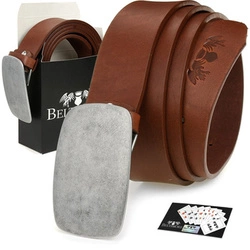 Beltimore skórzany pasek męski czarny szeroki premium W38 : Kolory - czarny, Rozmiar pasków - r.120-135 cm