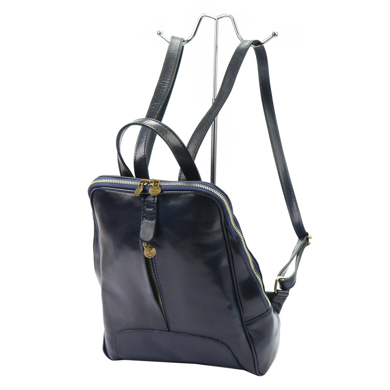 Florence Miejski Damski plecak skóra naturalna z kieszeniami na suwak