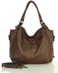 Torba skórzana wysokogatunkowa na ramię styl miejski shoulder leather bag - MARCO MAZZINI czekoladowy brąz