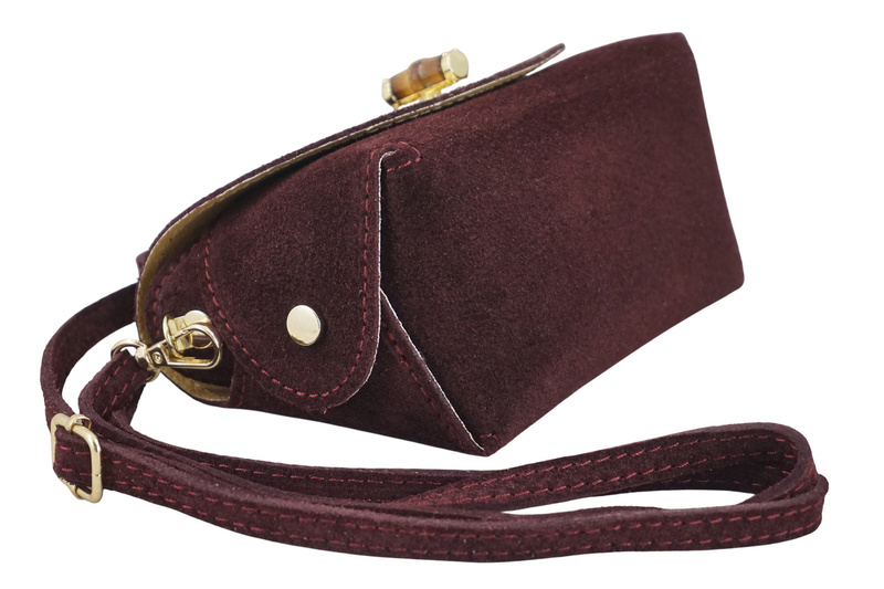 Mała torebka zamszowa wizytowa - Bordowa