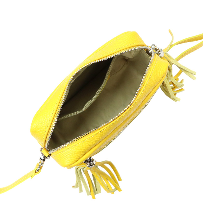 Damska listonoszka torebka Skórzana z brelokiem frędzlem i kieszeniami Luka