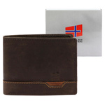 Nordee męski portfel skóra naturalna składany pojemny kompaktowy