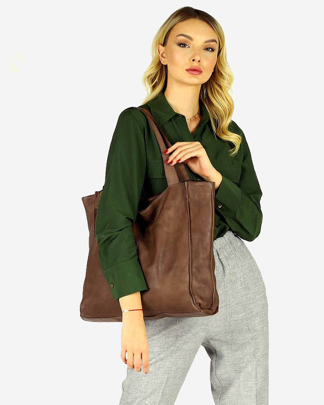 MARCO MAZZINI Torebka miejski shopper bag skóra naturalna handmade brąz