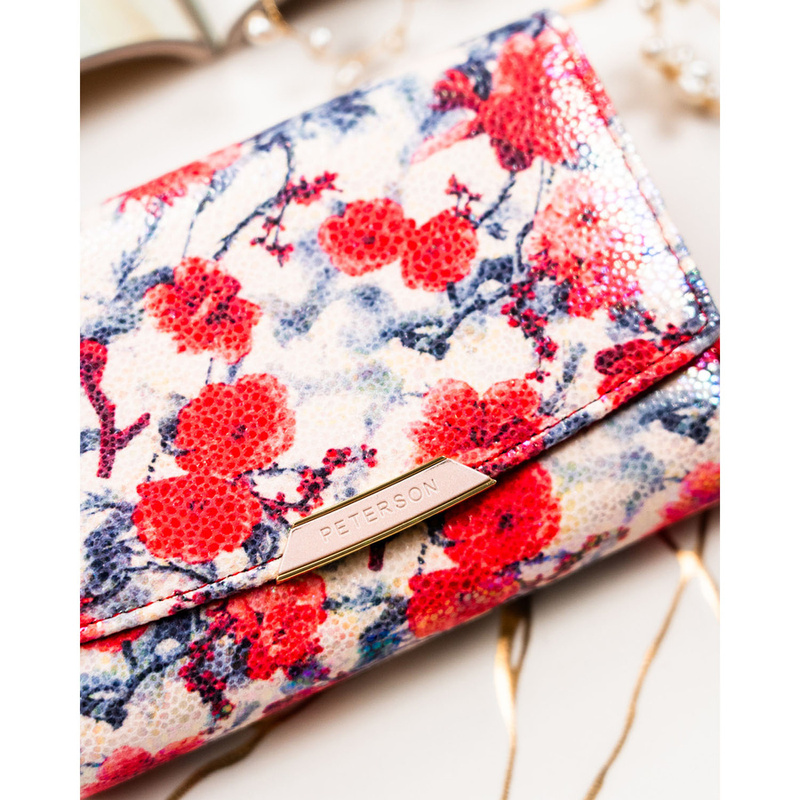 Modny, kolorowy portfel damski ze skóry ekologicznej w kwiaty - Peterson