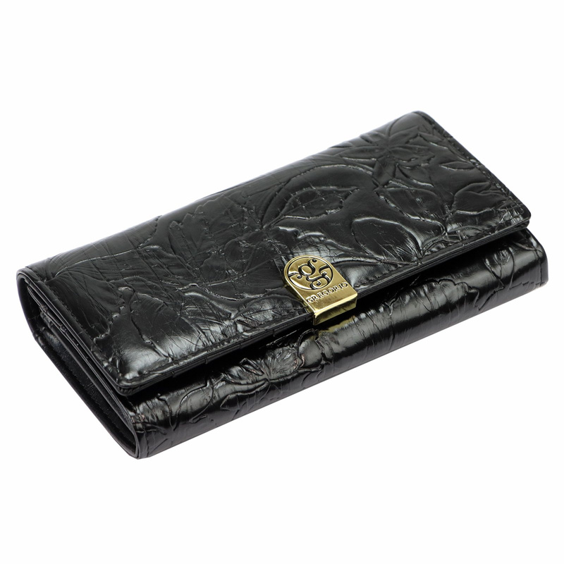 Gregorio duży damski portfel klasyczny podłużny portmonetka kwiatowy wzór