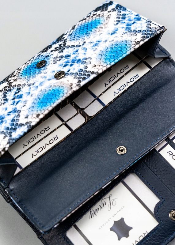 Podłużna portmonetka Stylowy damski portfel ze wzorem skóry węża Cavaldi