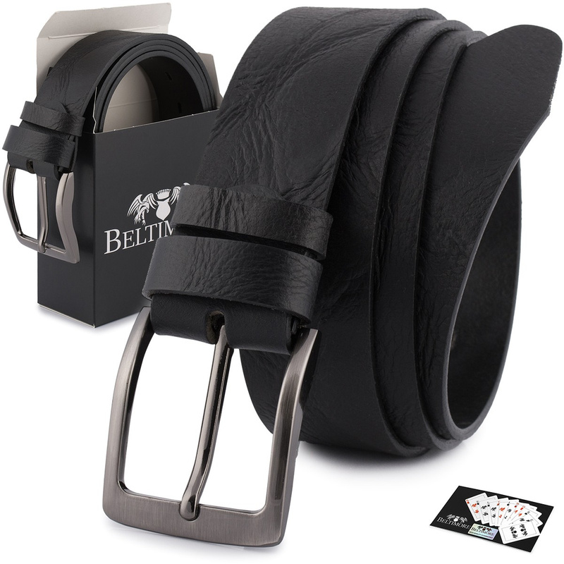 Pasek męski skórzany premium szeroki 4 cm skóra licowa Beltimore czarny E36 : Kolory - brązowy, beżowy, Rozmiar pasków - r.90-105 cm