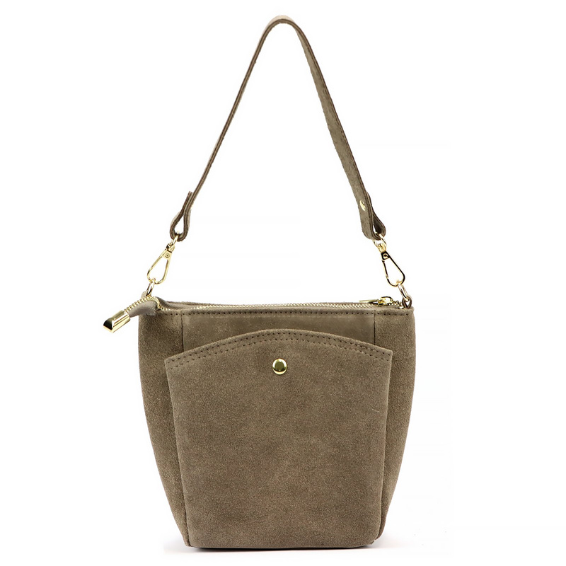 Vera Pelle damska listonoszka torebka na ramię skóra naturalna zamszowa