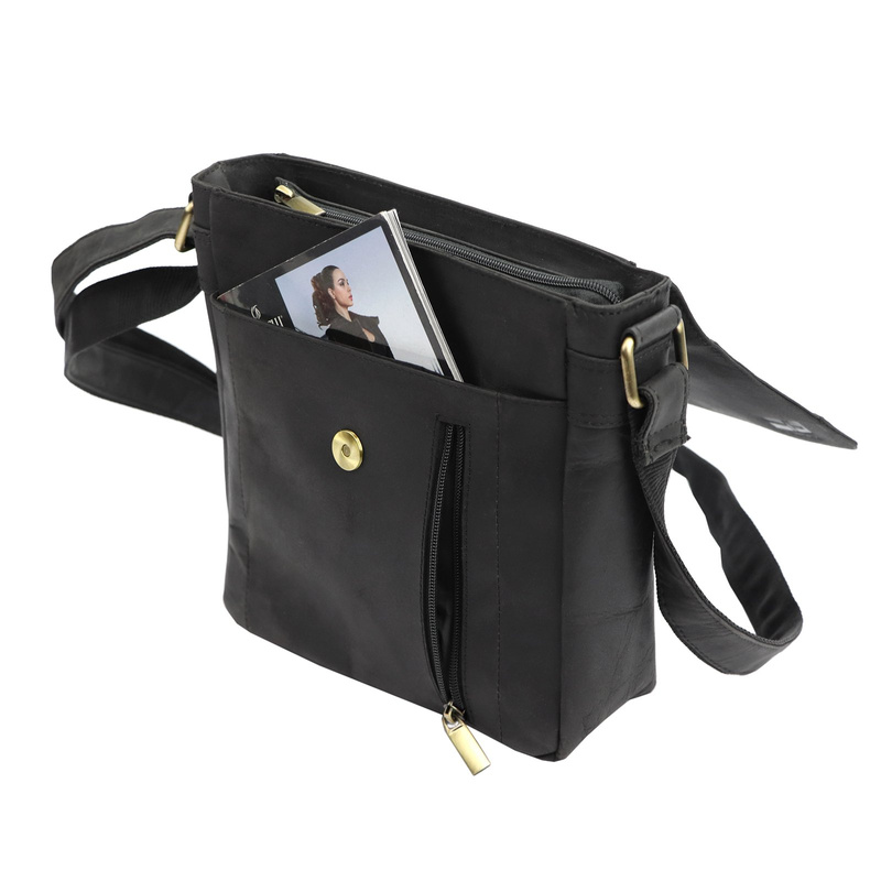 Saszetka męska z kieszeniami ze naturalnej skóry regulowany pasek od Nordee