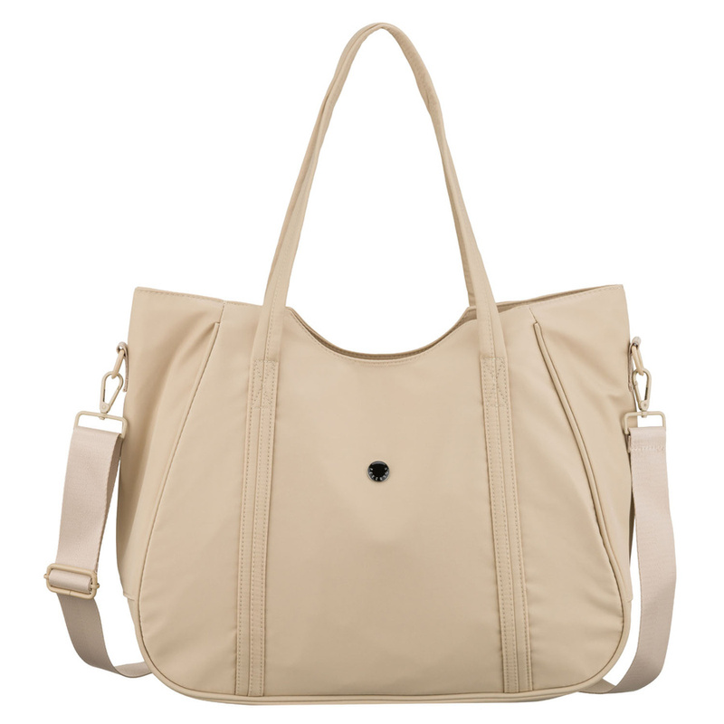 Shopperka damska z poliestru w jasnobeżowym kolorze zamykana suwakiem - Peterson