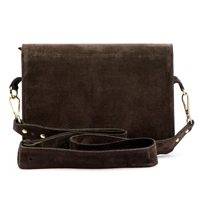 Luka zamszowa damska listonoszka torebka na ramię skórzana z kieszenią
