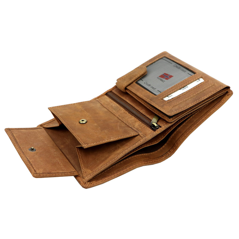 Nordee męski portfel skóra naturalna pionowa portmonetka składana duża