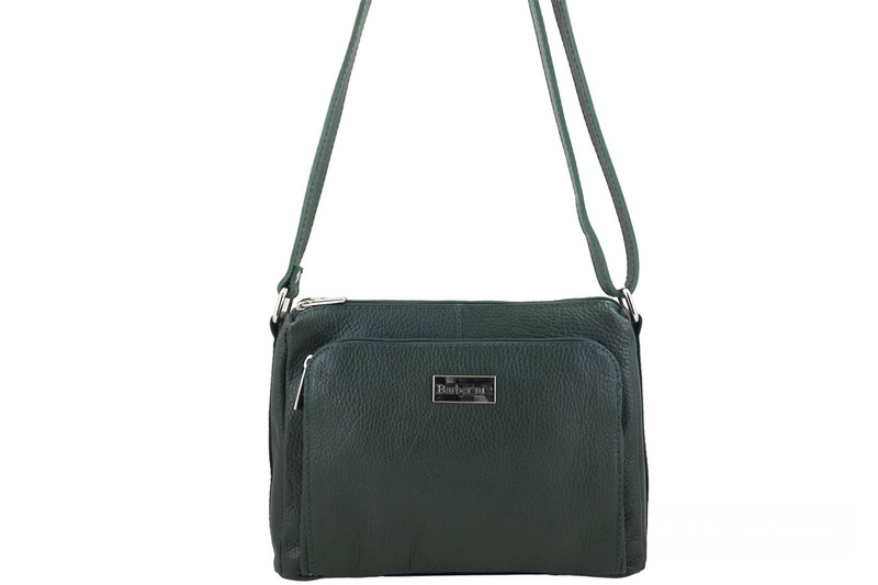 Listonoszka skórzana z kieszeniami - Zielona ciemna