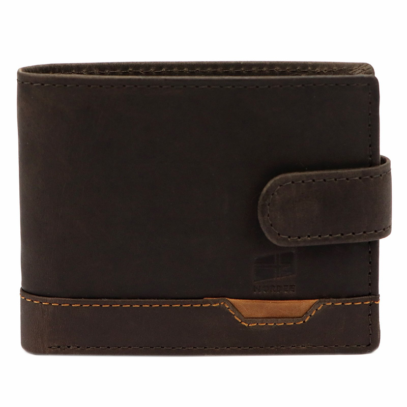 Nordee rozbudowany męski portfel skóra naturalna zamykany na zatrzask