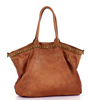 Duża torebka skórzana oversize style shopper bag - MARCO MAZZINI brąz camel