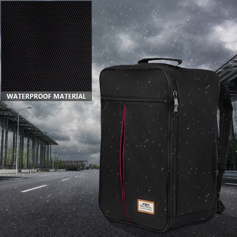 Plecak Podróżny Lekki Bagaż Podręczny Samolotowy Ryanair Wizzair Beltimore czarno bordowy Q77