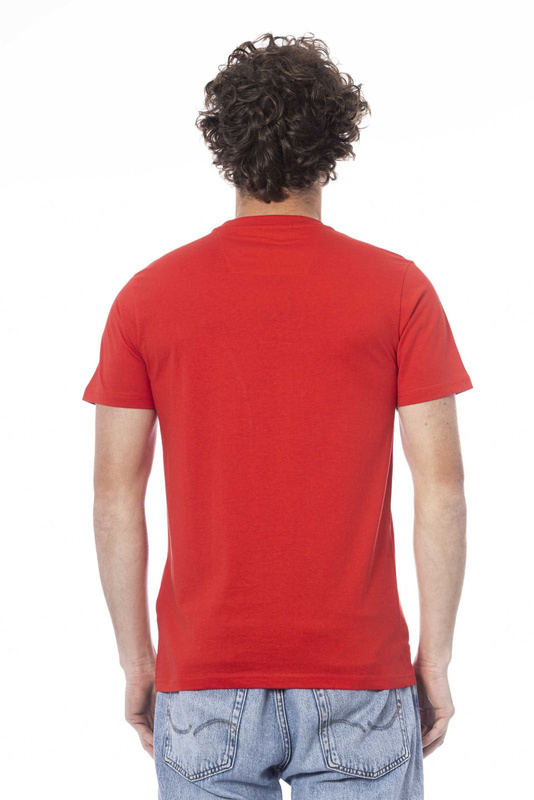 T-SHIRT M�SKI Z KR�TKIM R�KAWEM KLASY CAVALLI CZERWONY