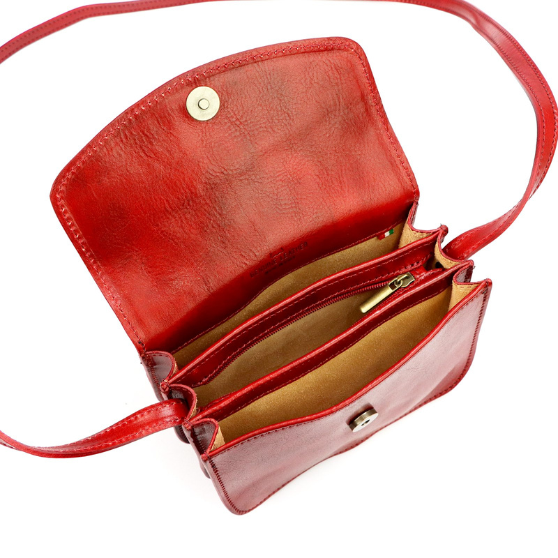 Florence Skórzana listonoszka na ramię 3 komory zamykana klapą elegancka