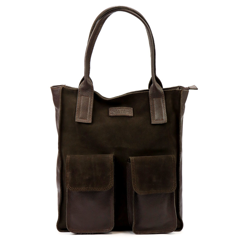 Angelo Torebka na ramię Duża damska shopperbag z kieszeniami skórzana 