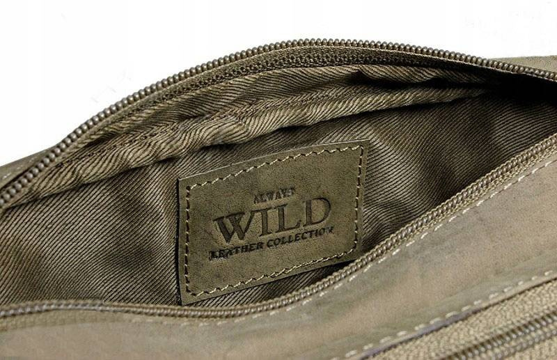 Dwukomorowa Skórzana męska saszetka do ręki Wild