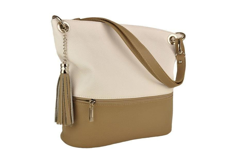 Skórzana torebka worek - Granatowo-czarna