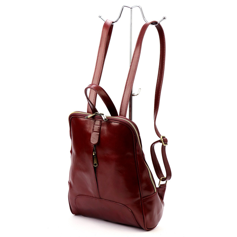 Florence Miejski Damski plecak skóra naturalna z kieszeniami na suwak