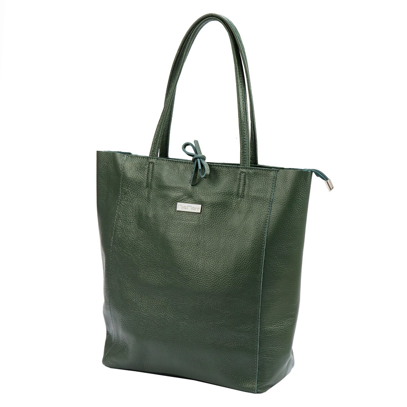 MiaMore Skórzana damska shopperbag duża torabka na ramię z kieszenią