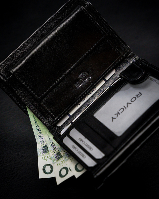 Stylowy Skórzany męski duży portfel z RFID Rovicky