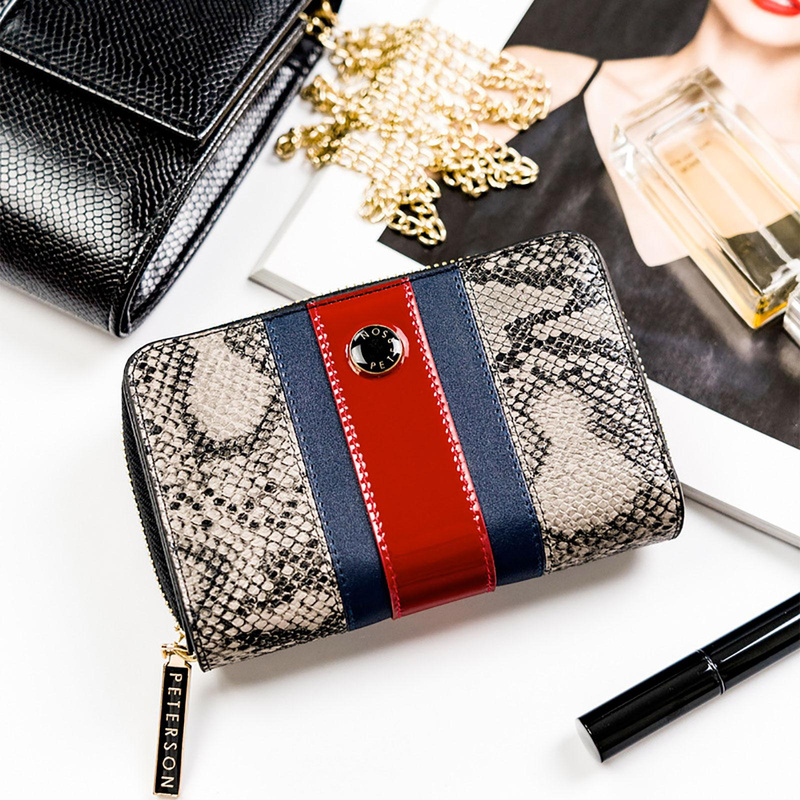 Skórzany damski portfel Peterson PTN ST-418 SNAKE