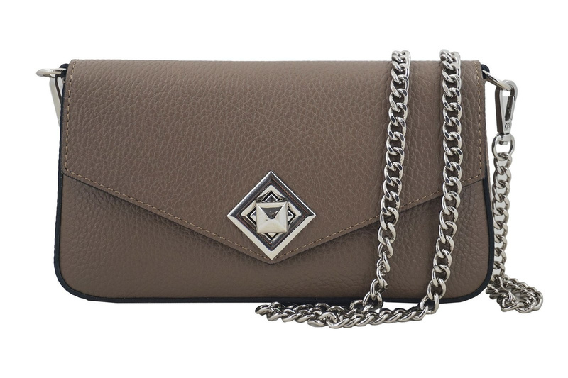 Modna torebka skórzana włoska - Beżowe ciemne