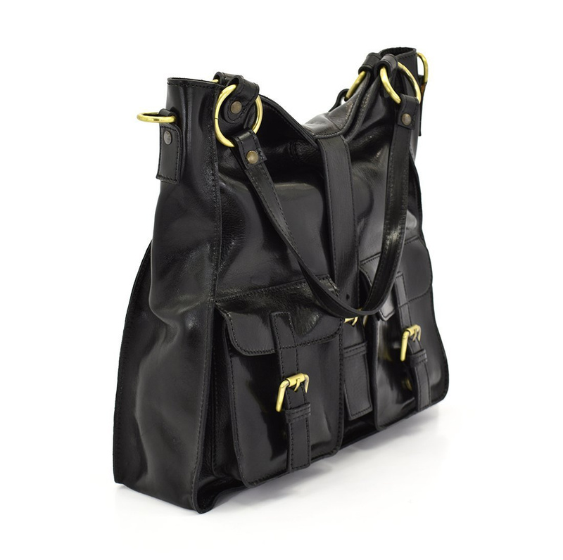 Skórzana duża torebka na ramię shopperbag premium